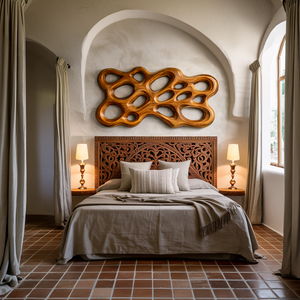 Contemporary Wooden Wall Art With Cutout Sculpture For Bedroom