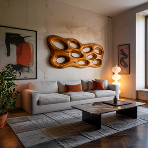 Organic Wooden Wall Art With Openwork Design For Modern Home