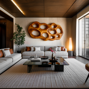 Modern Wooden Wall Art Hollow Form For Contemporary Space