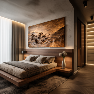 Minimalist Wooden Mountain Range Relief Wall Art for Living Decor