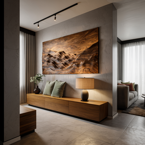 Minimalist Wooden Mountain Range Relief Wall Art for Living Decor