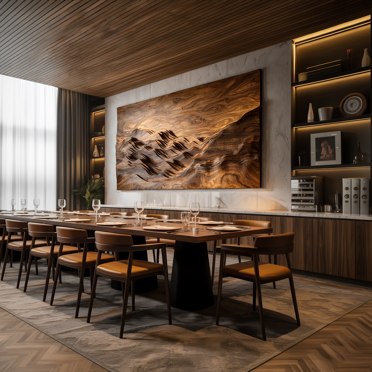Minimalist Wooden Mountain Range Relief Wall Art for Living Decor