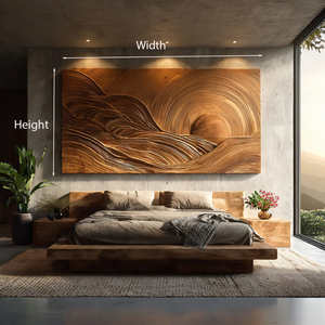 Wooden Mountain Sun Landscape Wall Art For Contemporary Interior