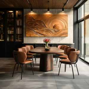 Wooden Mountain Sun Landscape Wall Art For Contemporary Interior