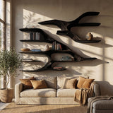 Contemporary Wooden Wall Shelf For Living Room Decor
