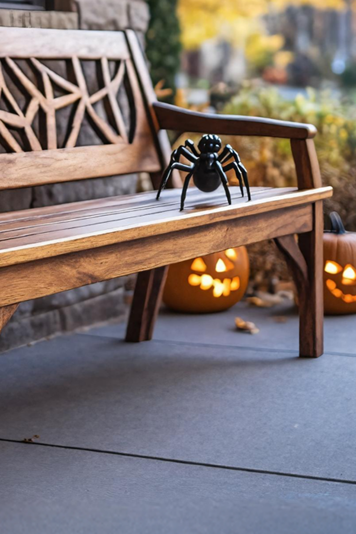 Rustic Solid Wood Halloween Bench For Spooky Outdoor Home Decor