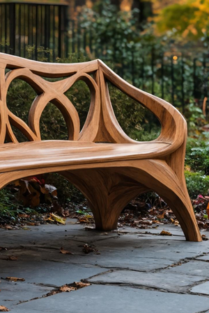 Mid Century Wooden Bench For Outdoor Furniture And Patio Decor