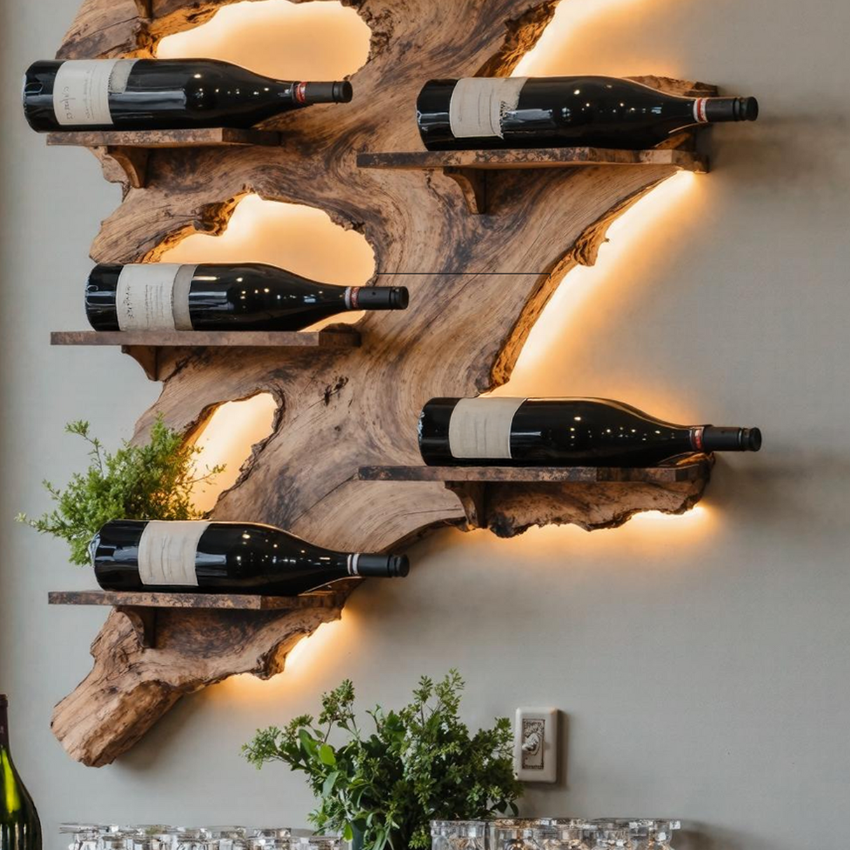 Rustic Wine Rack For Furniture Home Bar Wall Design