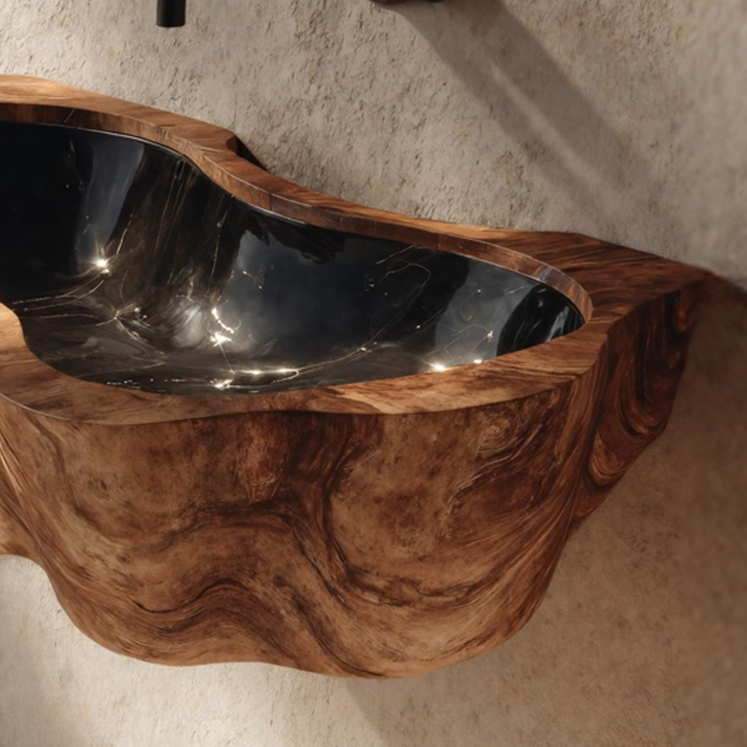 Farmhouse Live Edge Wood Vanity Sink For Natural Furniture Decor