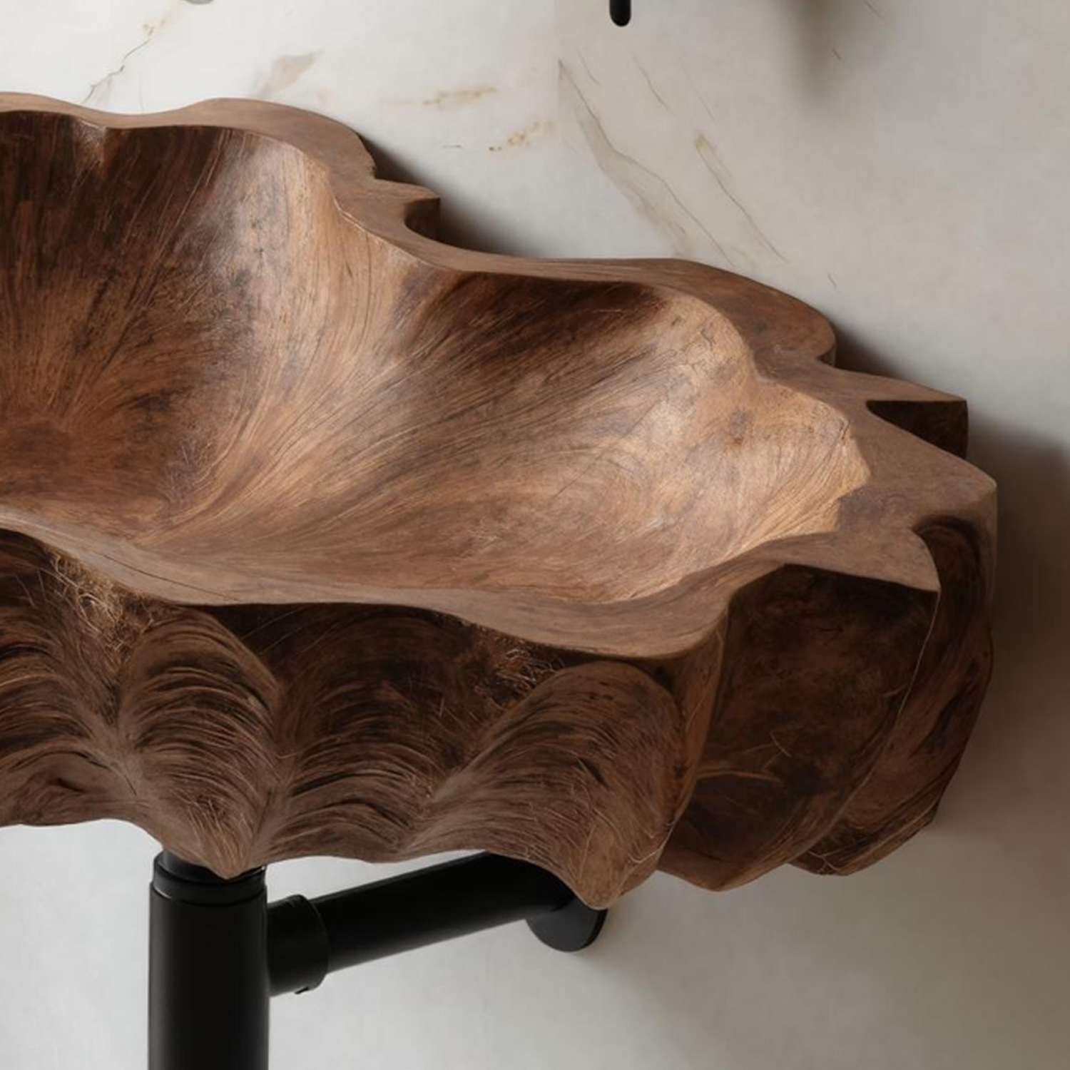 Mid Century Wooden Live Edge Wood Basin For Bedroom Interior Decor