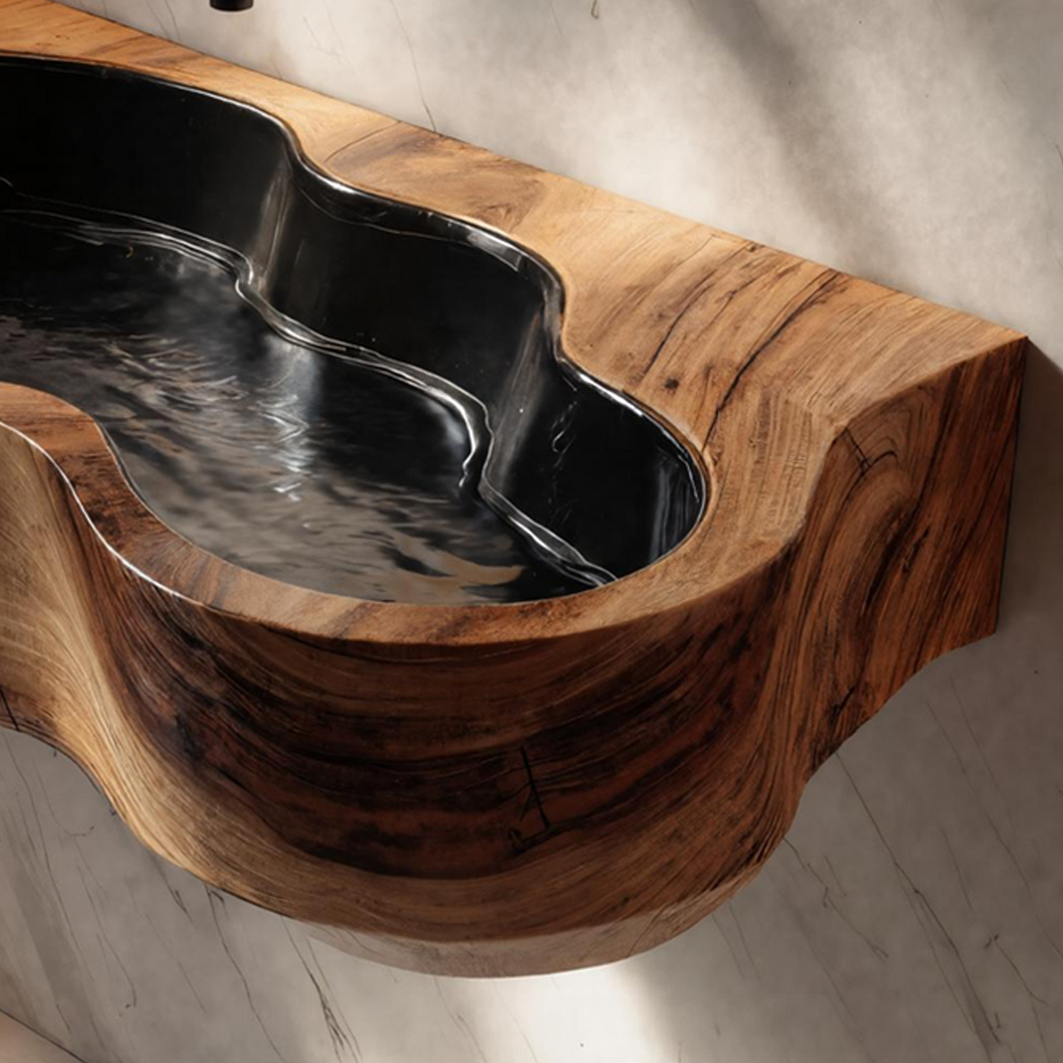 Modern Live Edge Wood Basin For Contemporary Bathroom Interior Design