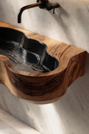 Modern Live Edge Wood Basin For Contemporary Bathroom Interior Design
