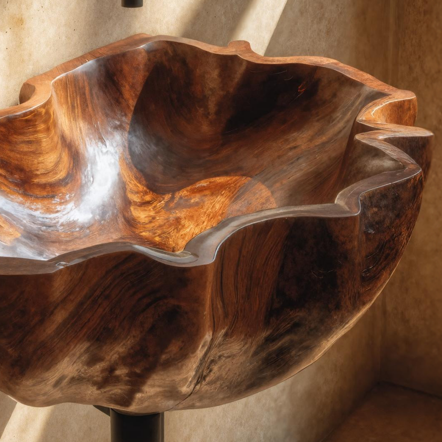 Mid Century Live Edge Wood Basin For Sophisticated Bathroom Furniture