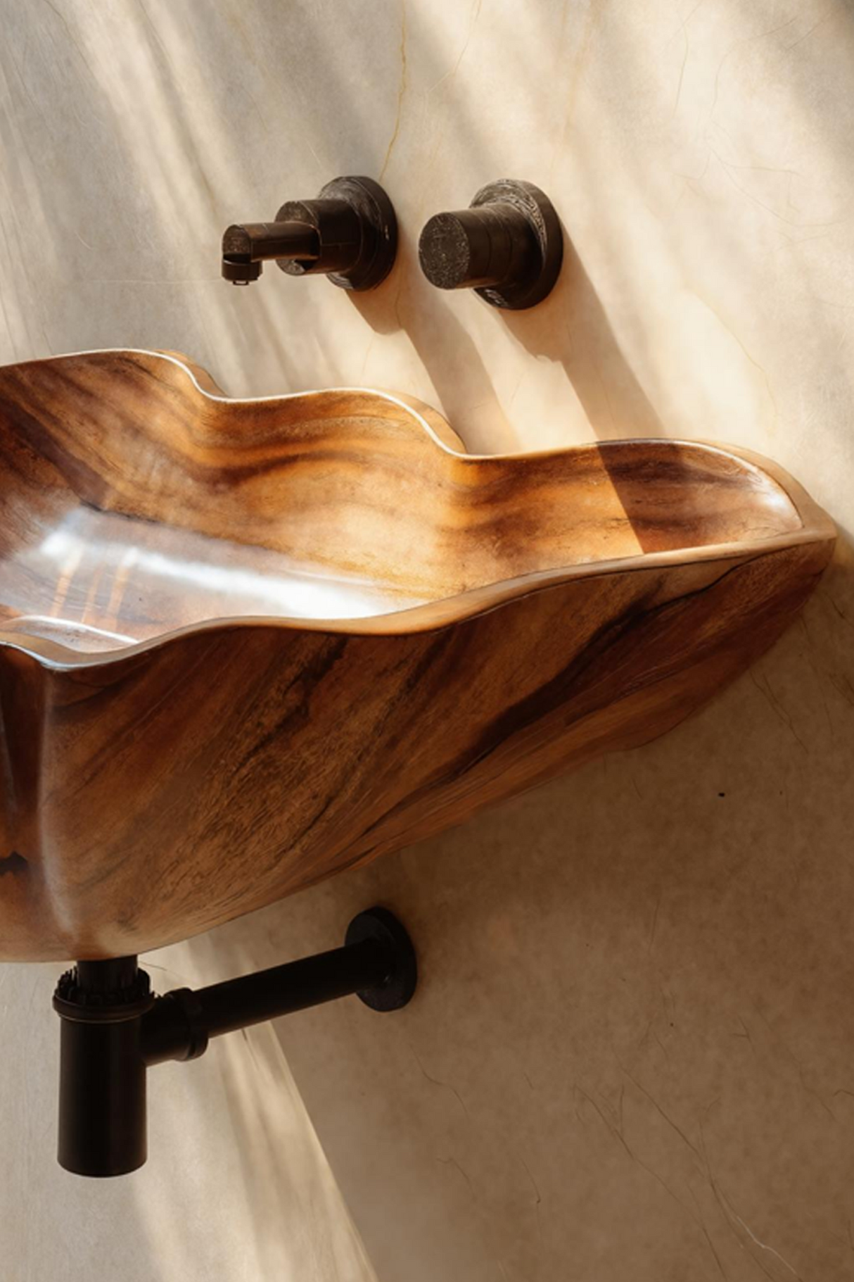Handcrafted Solid Wood Wash Basin For Luxury Bathroom Furniture Decor