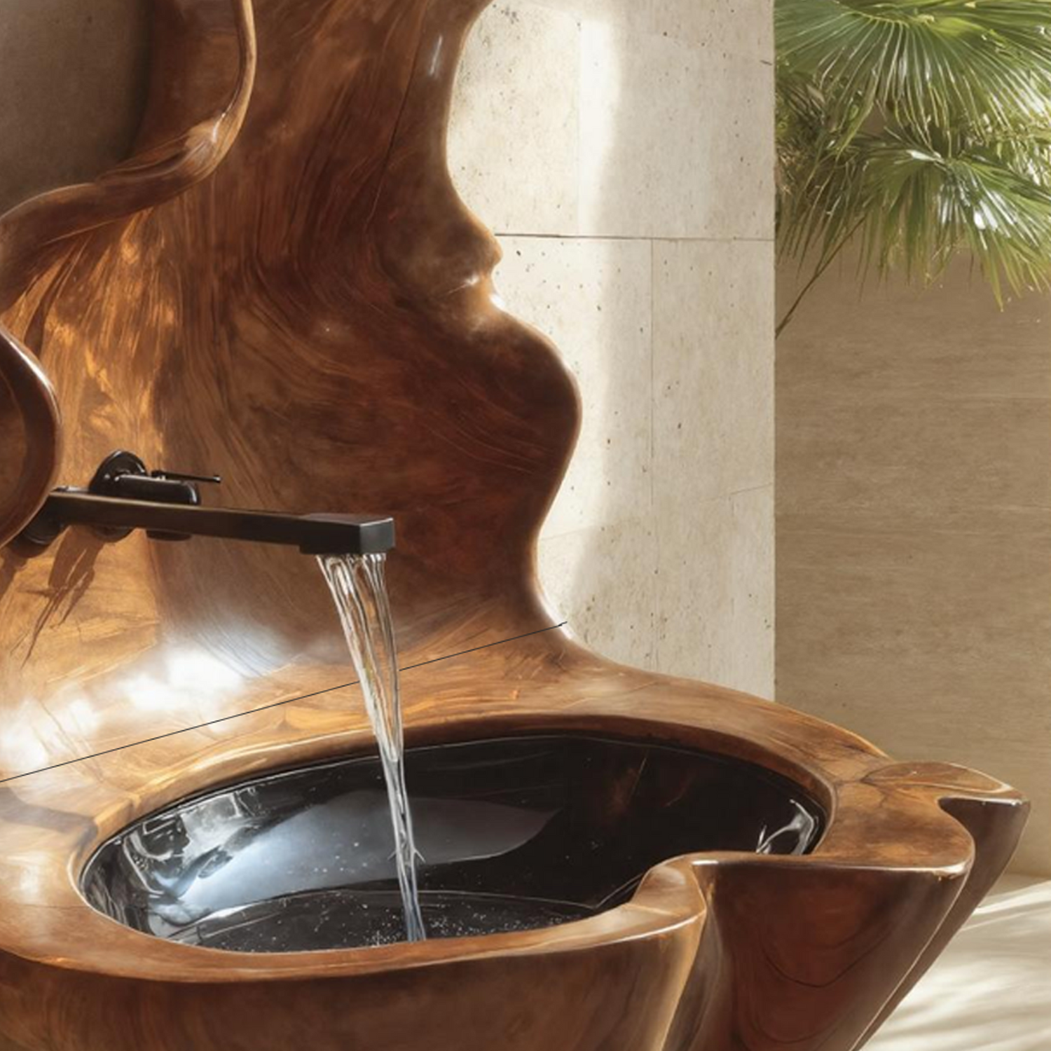 Handcrafted Wooden Live Edge Wood Basin For Artistic Furniture Decor