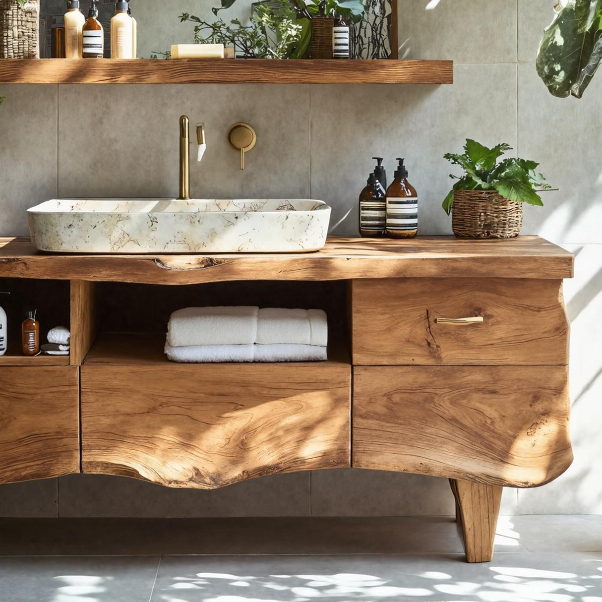 Farmhouse Wooden Vanity For Bathroom Interior Design