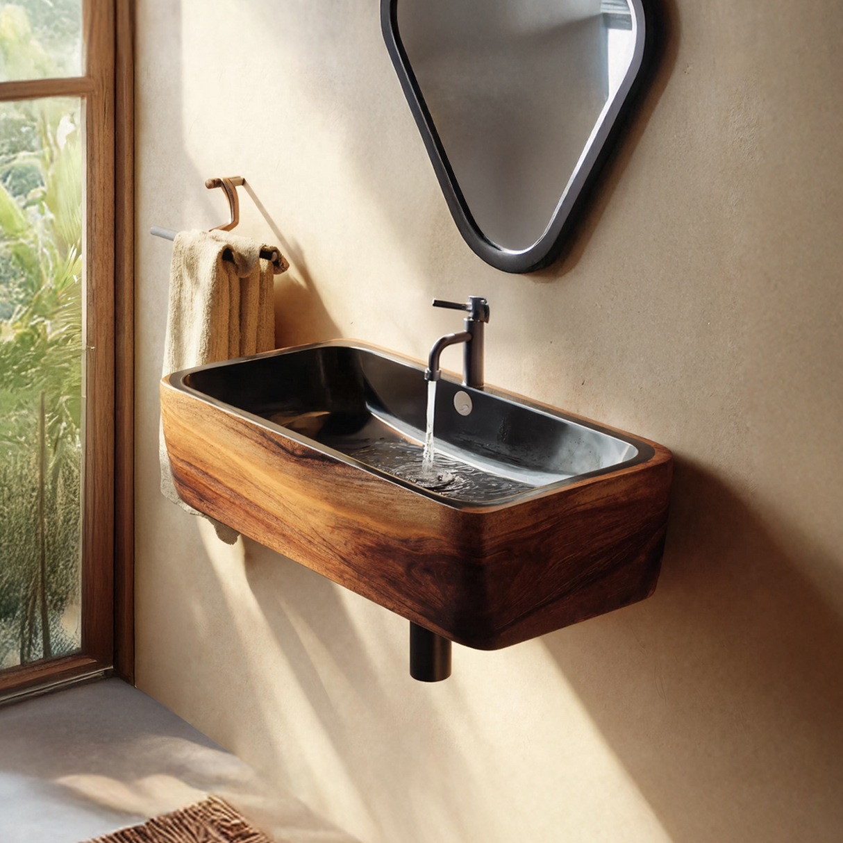 Modern Solid Wood Wash Basin For Spa Inspired Bathroom Decor