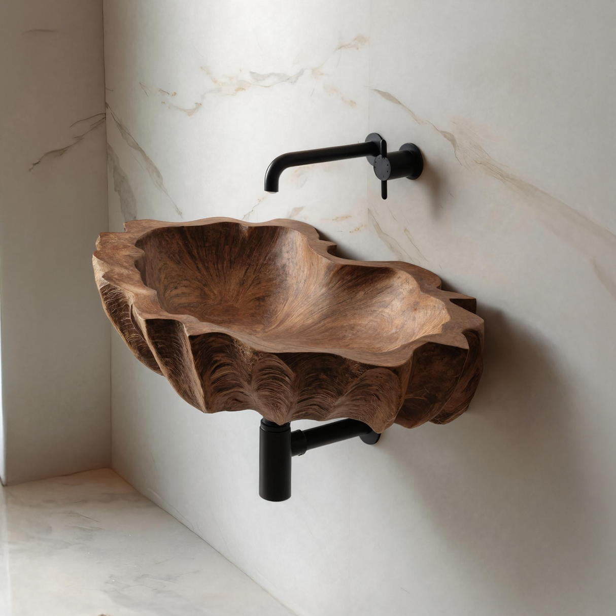 Mid Century Wooden Live Edge Wood Basin For Bedroom Interior Decor