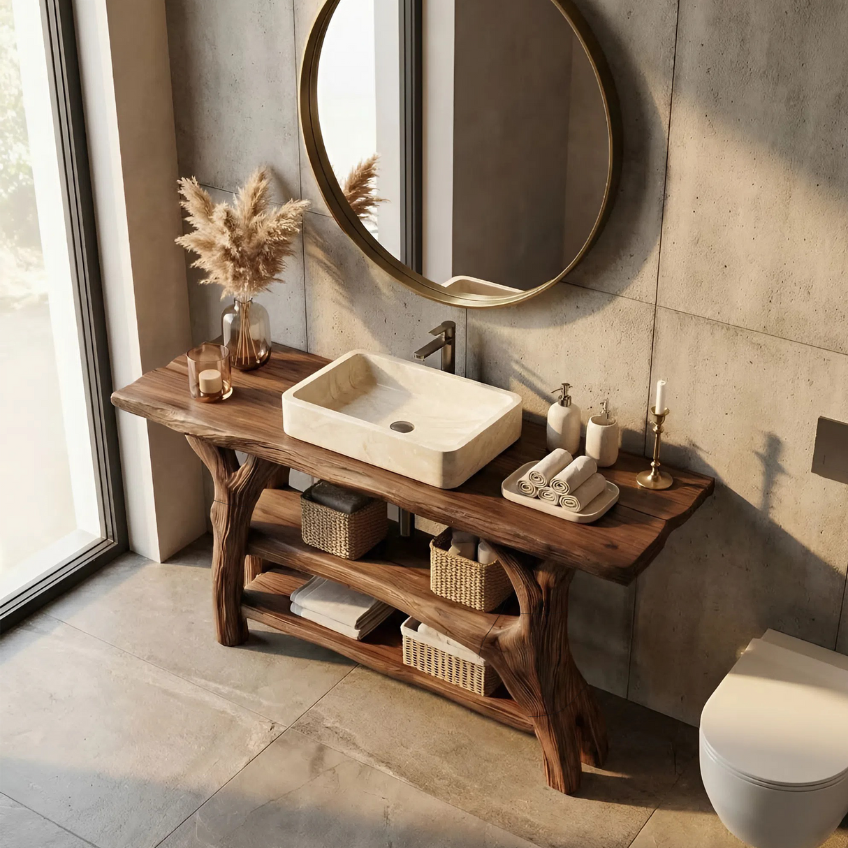 Minimalist Live Edge Vanity For Small Bathroom Design