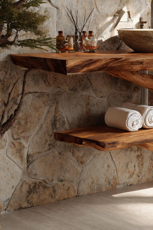 Handcrafted Wooden Live Edge Bathroom Vanity For Luxury Bathroom Decor