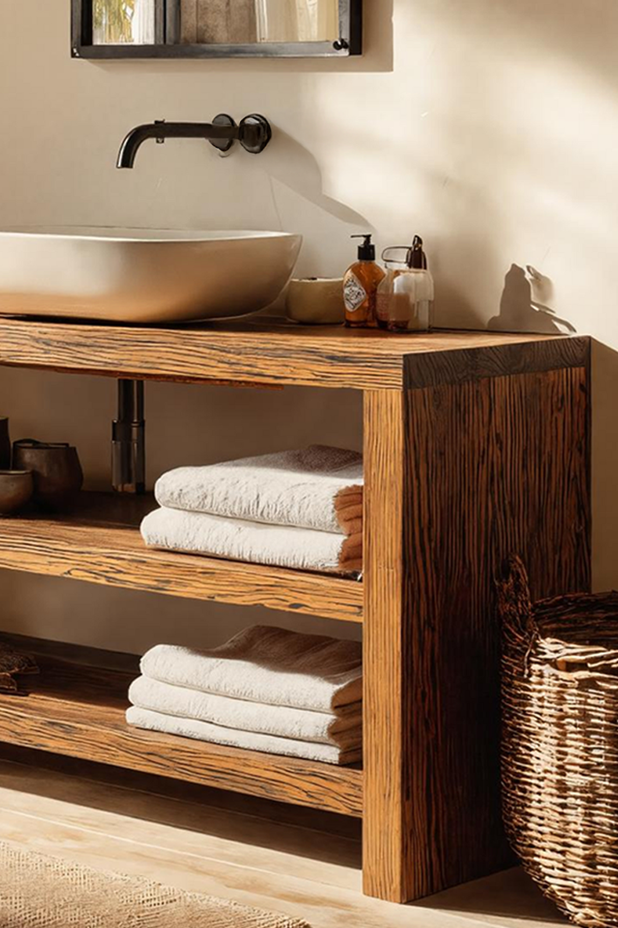 Farmhouse Wooden Vanity For Cozy Bathroom Spaces