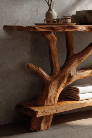 Mid Century Wooden Live Edge Bathroom Vanity For Bathroom Design