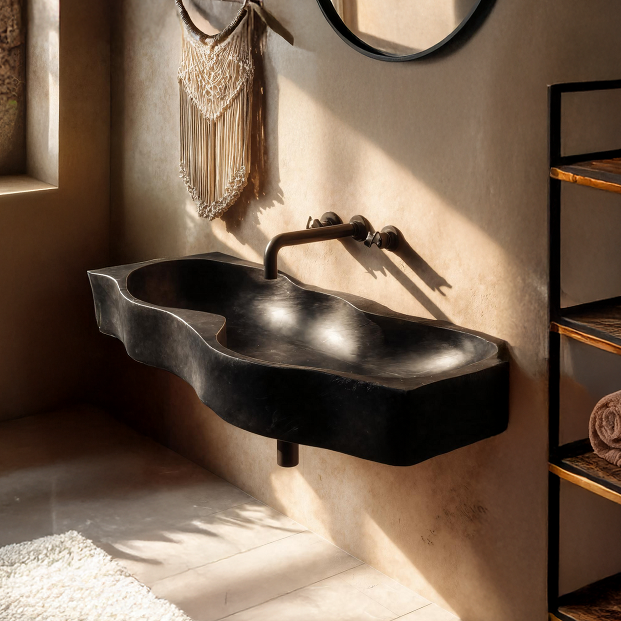 Mid Century Wooden Live Edge Wood Basin For High End Bathroom Decor