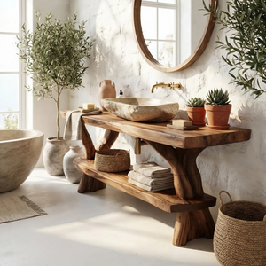 Minimalist Wood Bathroom Vanity For Simple Bathroom Design