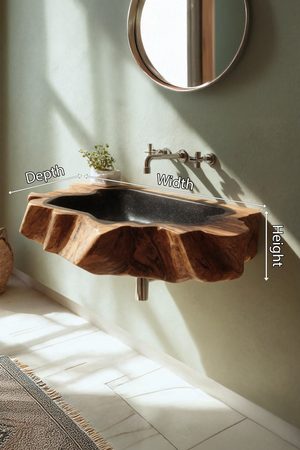 Handcrafted Wooden Wall Mounted Bathroom Sink For Natural Decor