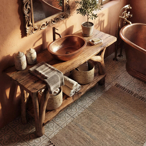 Mid Century Wooden Vanity For Small Bathroom Space