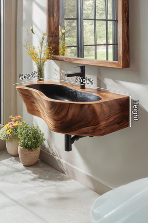 Modern Wall Mounted Wooden Bathroom Sink For Compact Bathroom Design