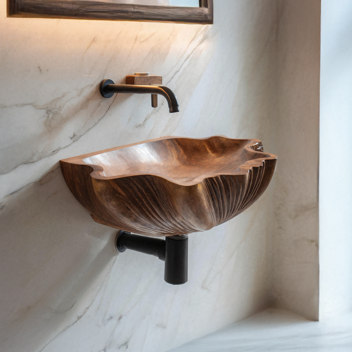 Mid Century Wooden Live Edge Wood Vanity Sink For Modern Bathroom Decor