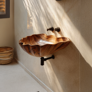 Handcrafted Solid Wood Wash Basin For Luxury Bathroom Furniture Decor