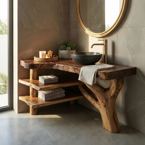 Minimalist Wood Bathroom Vanity For Compact Bathroom