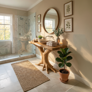 Farmhouse Live Edge Bathroom Vanity Handcrafted Wood For Spa Bathroom