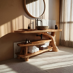 Mid Century Live Edge Bathroom Vanity For Elegant Bathroom Decor