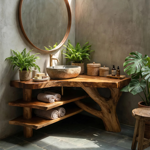 Minimalist Wood Bathroom Vanity For Compact Bathroom