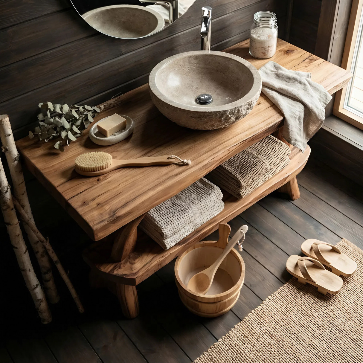 Minimalist Wood Bathroom Vanity For Simple Bathroom Design