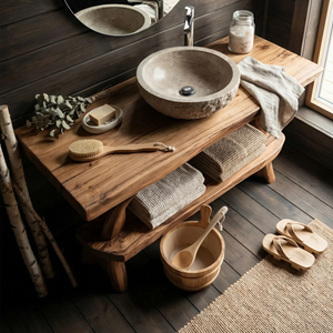 Minimalist Wood Bathroom Vanity For Simple Bathroom Design