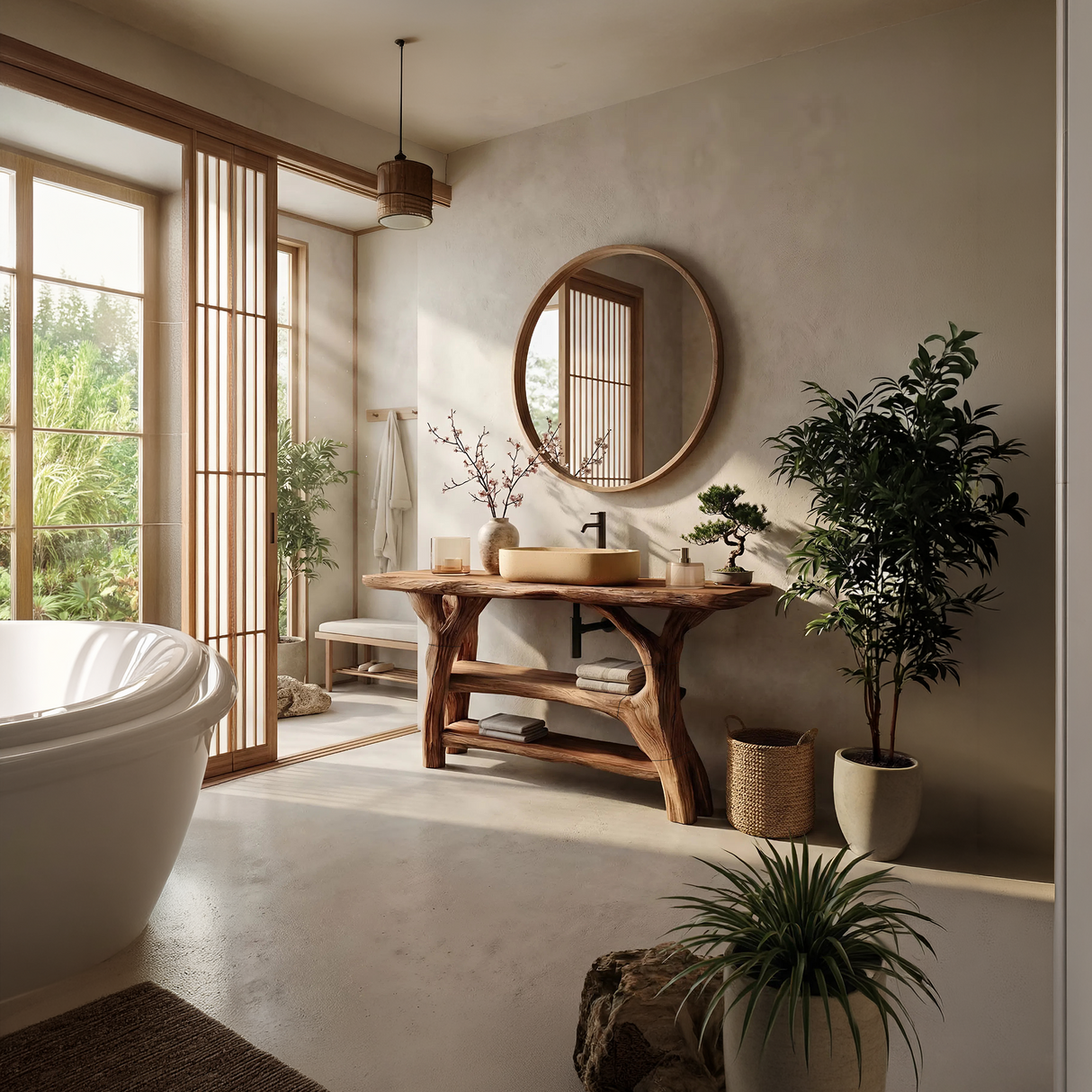 Minimalist Live Edge Vanity For Small Bathroom Design