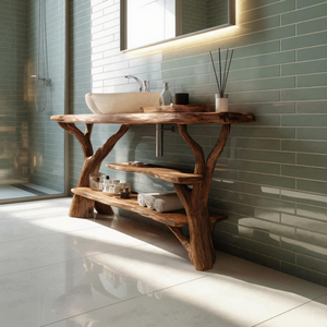 Farmhouse Rustic Solid Wood Vanity For Warm Bathroom Design