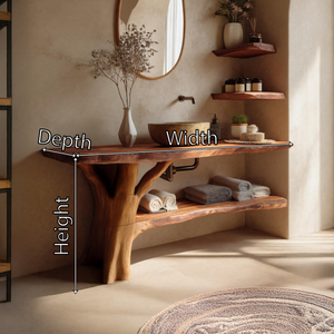 Modern Live Edge Bathroom Vanity Organic Solid Wood For Luxury Bathroom