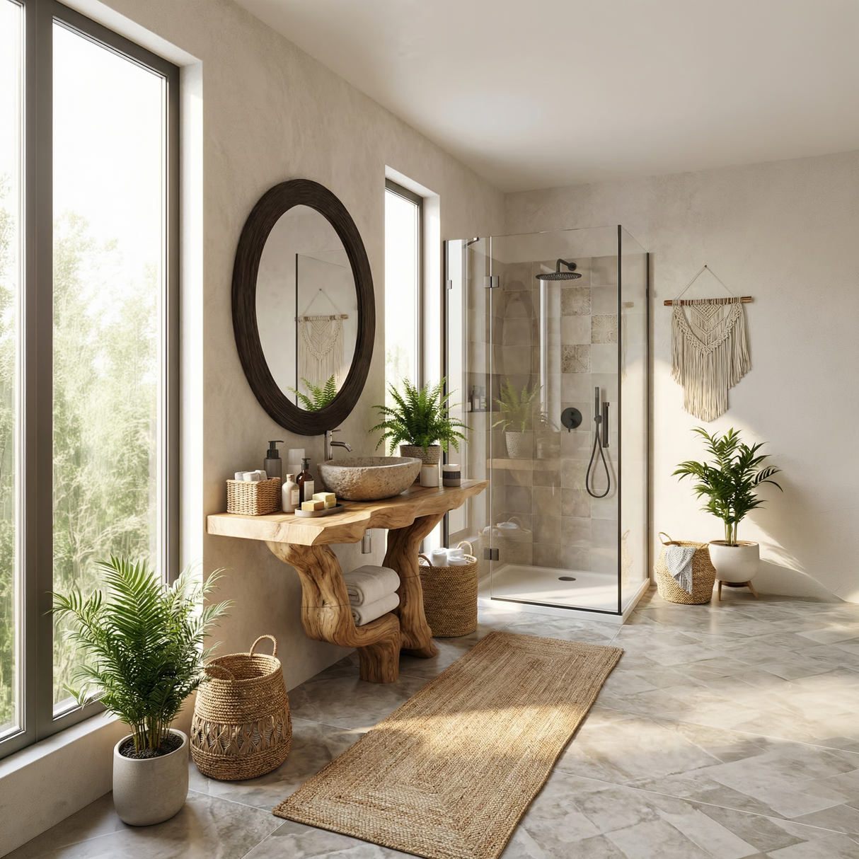 Mid Century Solid Wood Bathroom Vanity Organic Live Edge For Home Bath