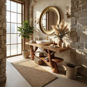 Mid Century Live Edge Bathroom Vanity Natural Wood For Home Bathroom