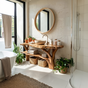 Modern Wooden Vanity For Apartment Bathroom Layout