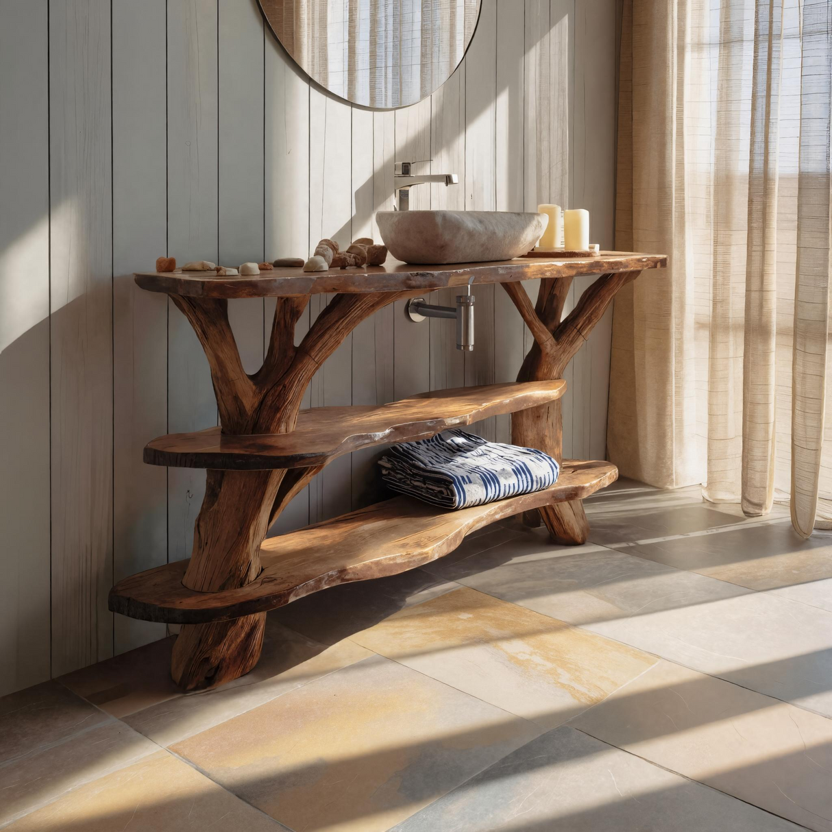 Modern Handcrafted Live Edge Bathroom Vanity For Elegant Bathroom Decor