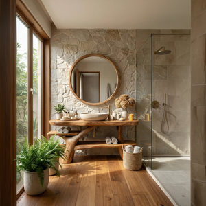 Handcrafted Bathroom Vanity Solid Wood With Shelf For Modern Bath