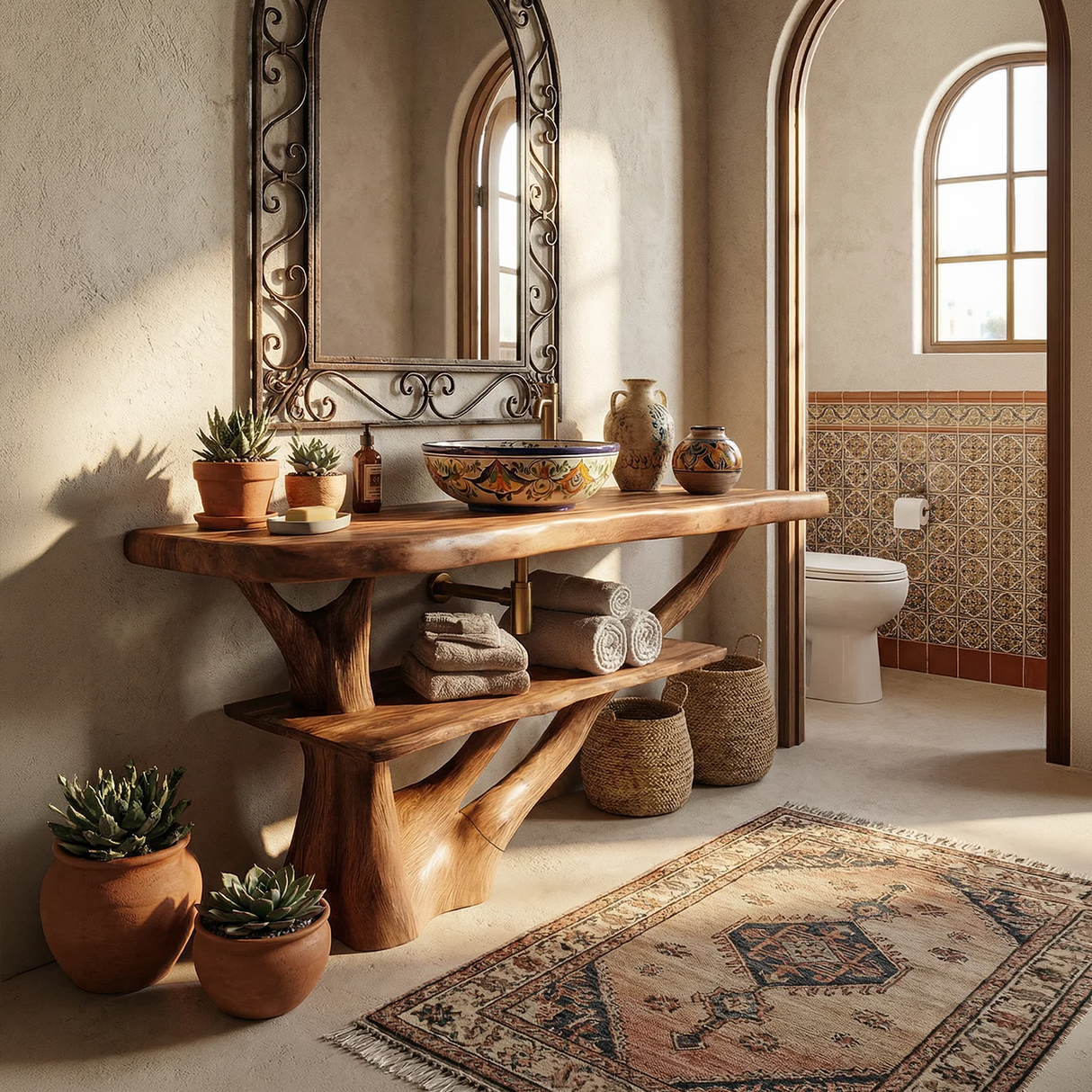 Modern Solid Wood Bathroom Vanity Organic Live Edge For Bathroom Decor