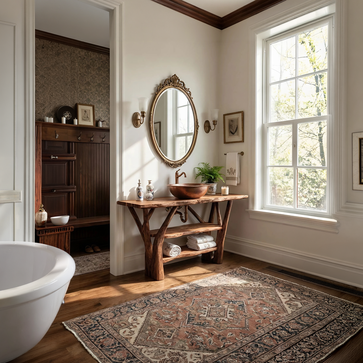 Minimalist Wooden Vanity For Modern Bathroom Interior