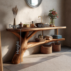 Handcrafted Live Edge Bathroom Vanity Sculptural Wood For Spa Decor